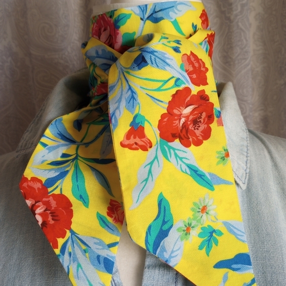 Liberty of London Art Fabric Skinny Scarf Matilda Rose Yellow Bespoke - Picture 7 of 15